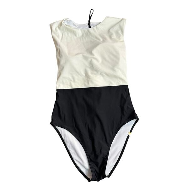 Summersalt Women's Black White High Neck Open Back One Piece Bathing Suit Size 6 - Picture 7 of 8